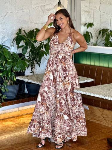 Vestido largo de seda Amatista Piel